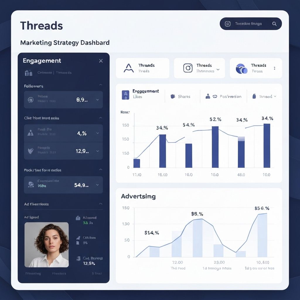 Threads營銷策略儀表板展示流量增長數據與關鍵指標